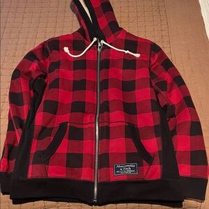Abercrombie & Fitch Black and Red Checkered Jacket
